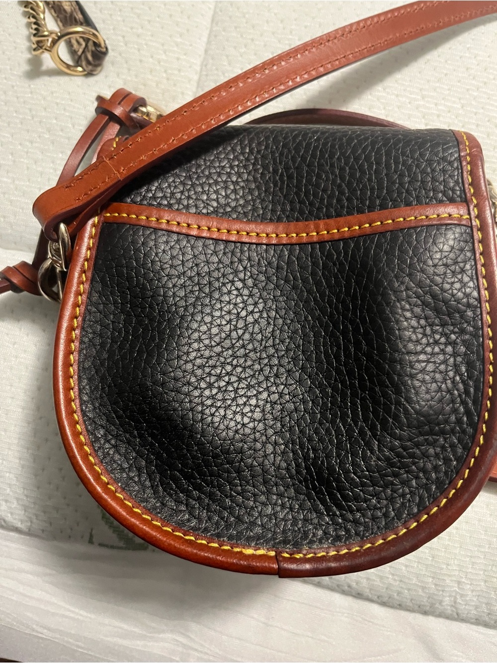 Dooney & Bourke Black and Brown Leather Duck Medallion Crossbody - Picture 2 of 6
